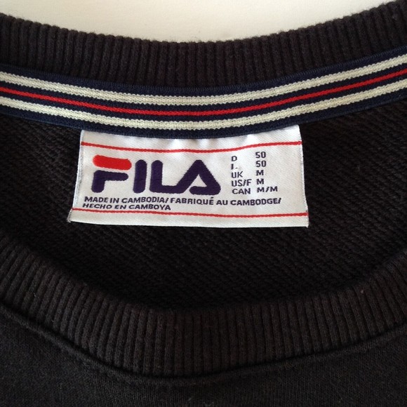Fila Athletic Sweatshirt Black Crewneck Pullover Sweater Lightweight Size M - Picture 3 of 9